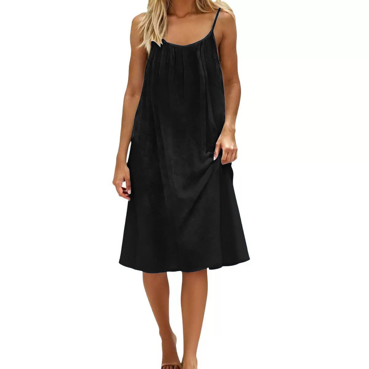 Women's Solid Color Spaghetti Strap Backless Dress - Sleeveless Summer Bodycon Fit Casual Evening Dress For Daily Wear Holiday Outfit