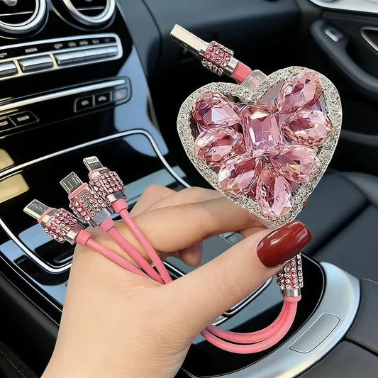 Rhinestone Heart Charging Cable