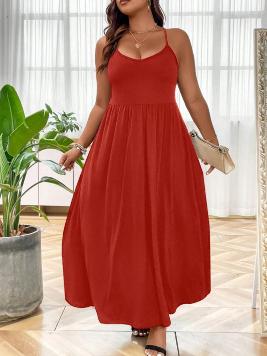 Plus Size Backless A-Line Cami Dress