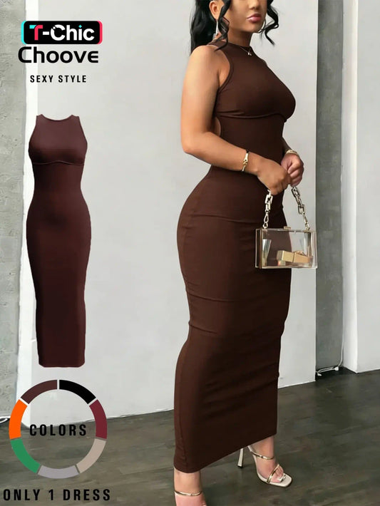 Stretch Knit Cutout Maxi Dress