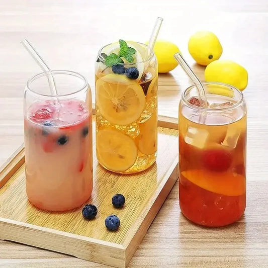 Glass Tumbler Set with Bamboo Lids