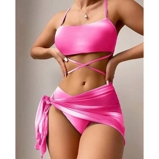 Three Piece Tie Dye Bikini Set