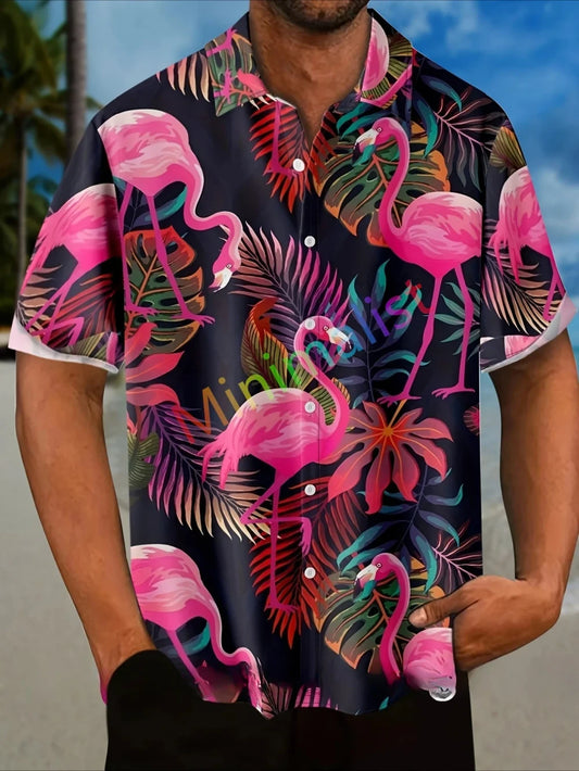 Leaf Flamingo Hawaiian Shirt
