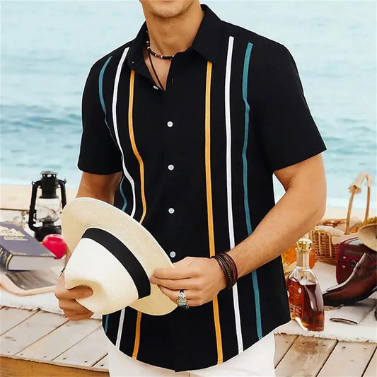 Vintage Striped Hawaiian Shirt