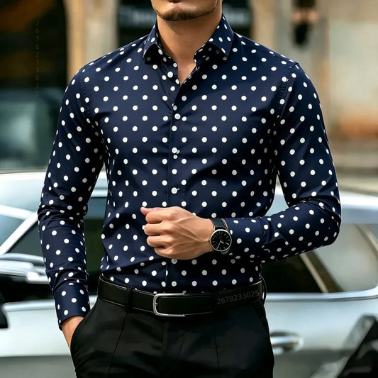 Polka Dot Print Long Sleeve Shirt