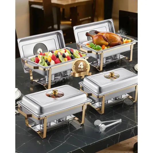 Gold Rectangle Chafing Dish Buffet Set