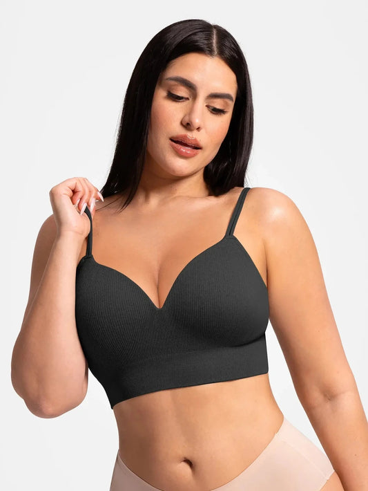 Adjustable Seamless Ribbed Wireless Bra