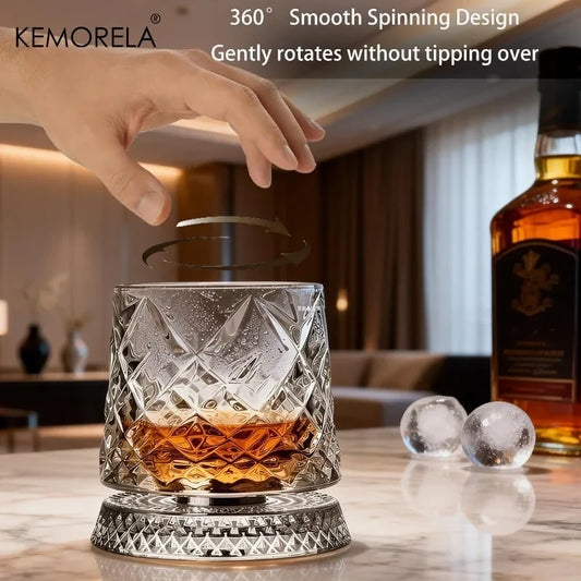 Rotating Crystal Whisky Glass