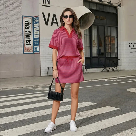 Chicovar Striped Polo Skort Set