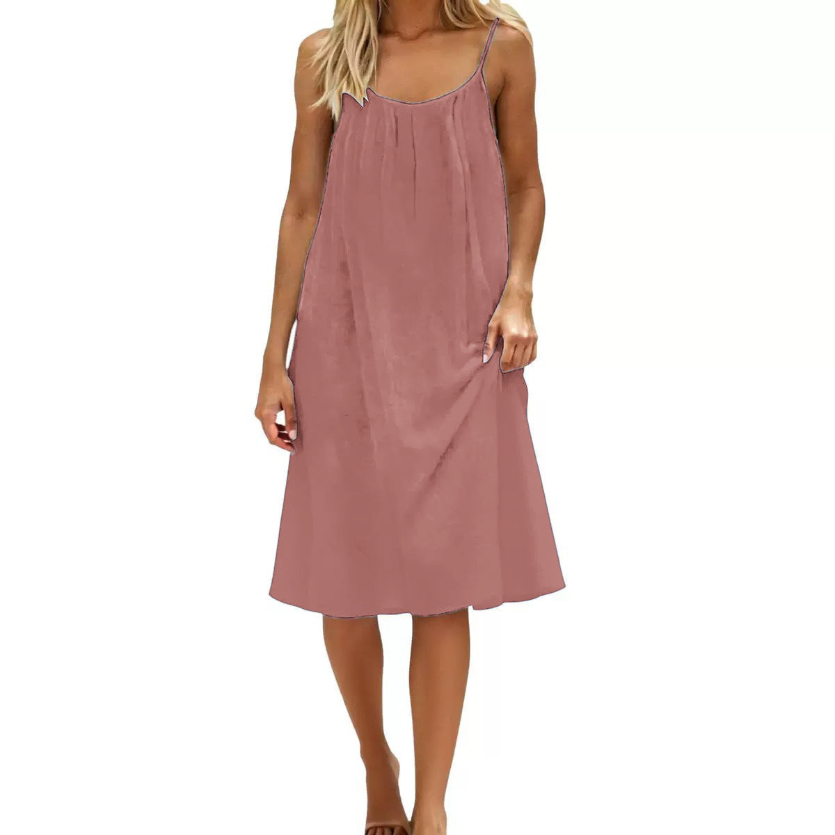 Women's Solid Color Spaghetti Strap Backless Dress - Sleeveless Summer Bodycon Fit Casual Evening Dress For Daily Wear Holiday Outfit