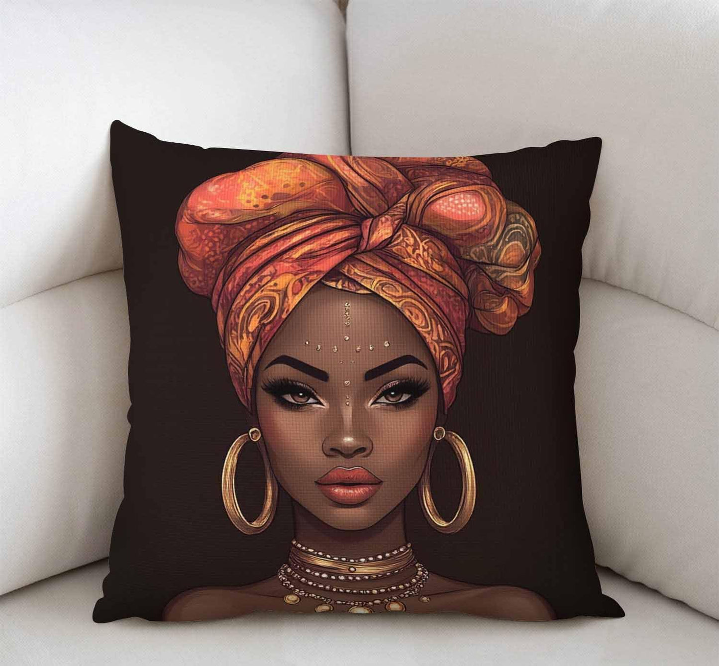 African American Woman Pretty Girl Throw Pillow Cover Cushion Case for Home Decor Sofa Couch 18" X 18" Inch Cotton Linen Farmhouse Decorations