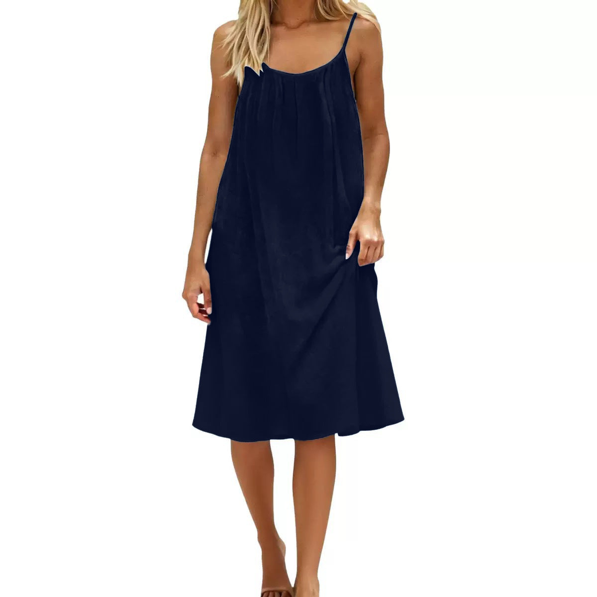 Women's Solid Color Spaghetti Strap Backless Dress - Sleeveless Summer Bodycon Fit Casual Evening Dress For Daily Wear Holiday Outfit