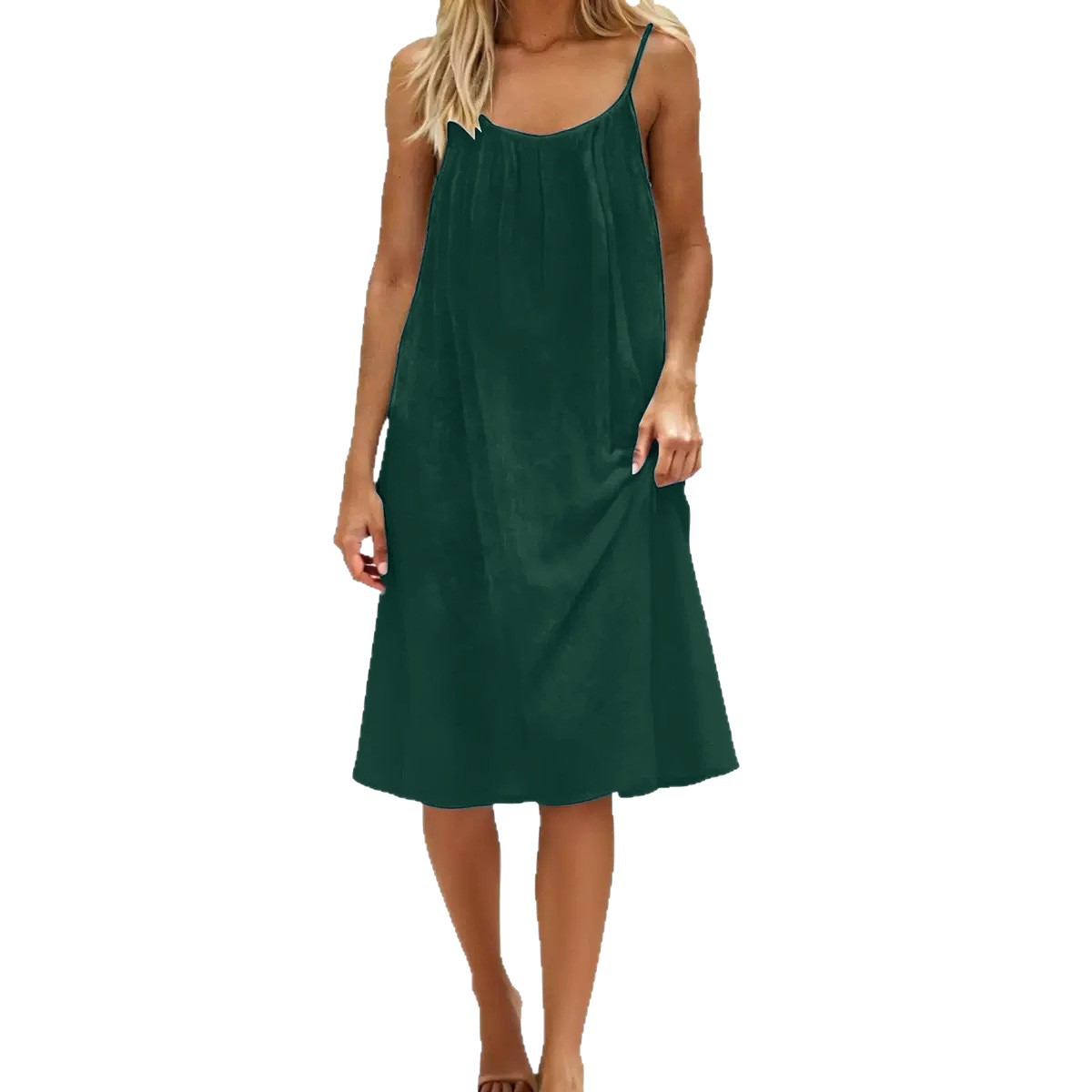 Women's Solid Color Spaghetti Strap Backless Dress - Sleeveless Summer Bodycon Fit Casual Evening Dress For Daily Wear Holiday Outfit