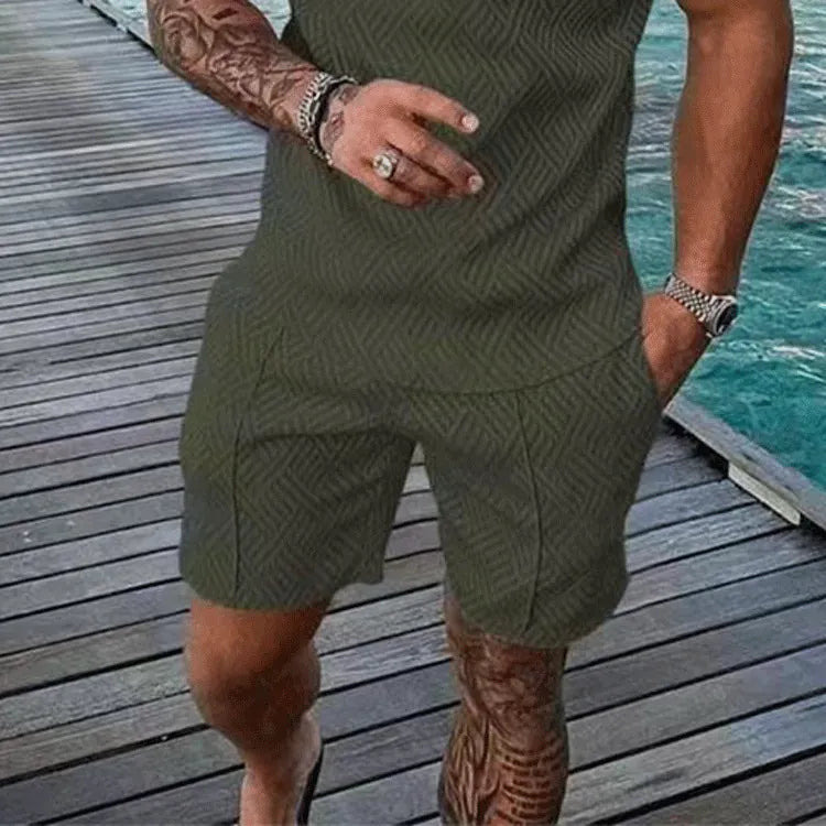 Men Summer Casual 3D Printed Shorts Geometric Textured Shorts