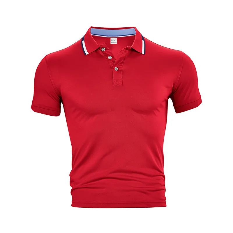 Men Polo Shirt Short Sleeve Breathable Polyester Quick Dry