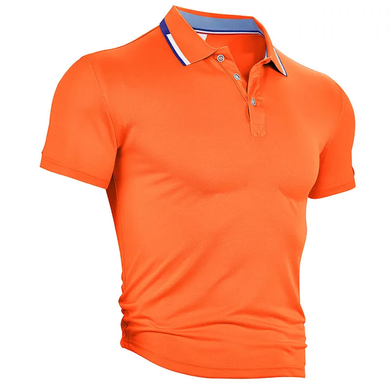 Men Polo Shirt Short Sleeve Breathable Polyester Quick Dry