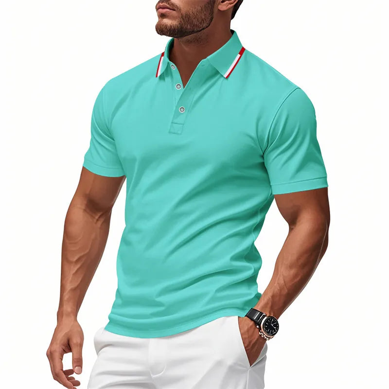 Men Polo Shirt Short Sleeve Breathable Polyester Quick Dry