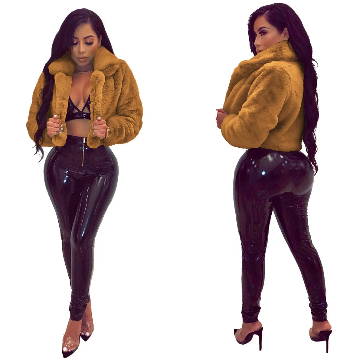 Women's Faux Fur Short Jacket Cropped Shaggy Coat For Autumn