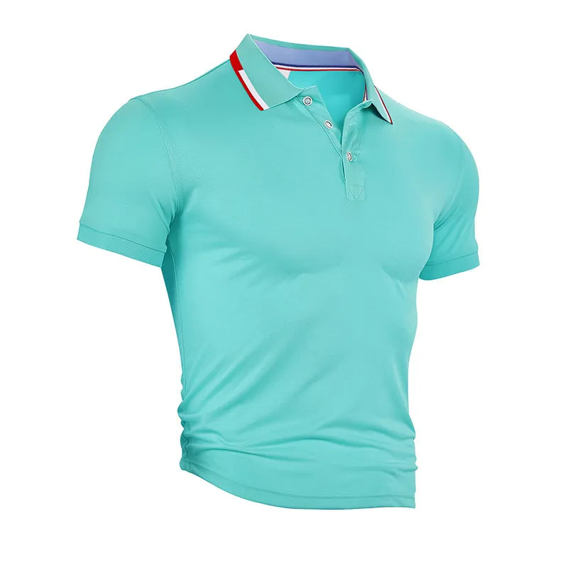 Men Polo Shirt Short Sleeve Breathable Polyester Quick Dry