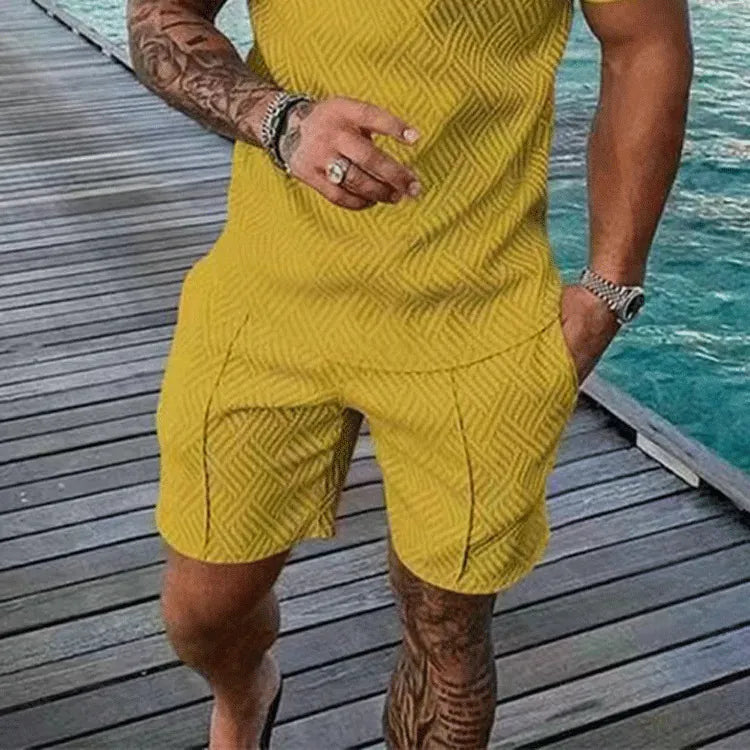 Men Summer Casual 3D Printed Shorts Geometric Textured Shorts