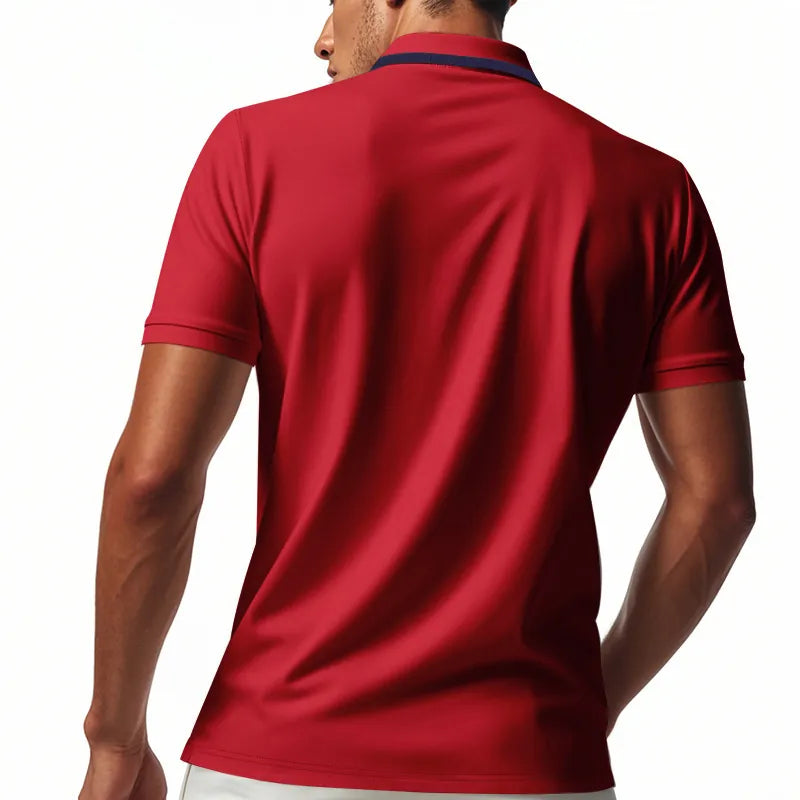 Men Polo Shirt Short Sleeve Breathable Polyester Quick Dry