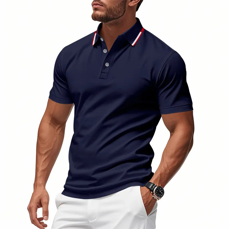 Men Polo Shirt Short Sleeve Breathable Polyester Quick Dry