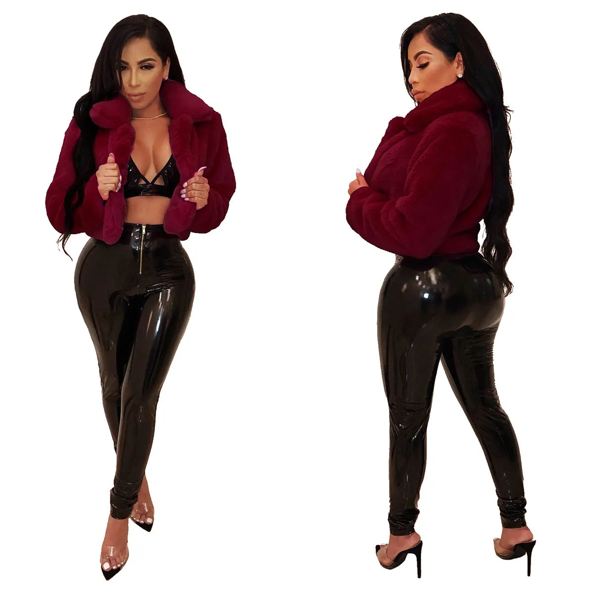 Women's Faux Fur Short Jacket Cropped Shaggy Coat For Autumn
