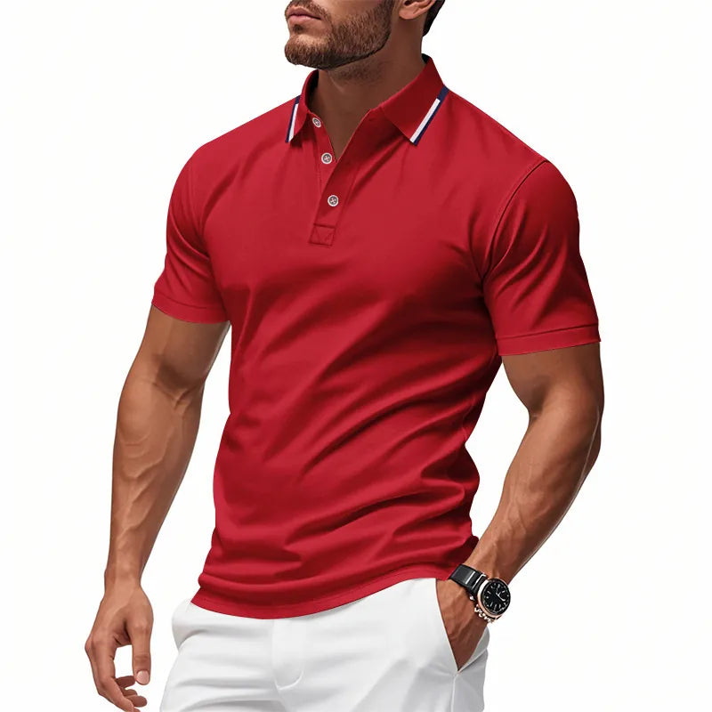 Men Polo Shirt Short Sleeve Breathable Polyester Quick Dry