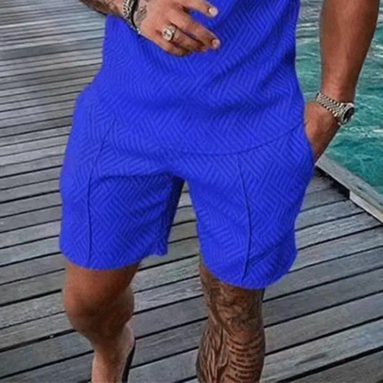 Men Summer Casual 3D Printed Shorts Geometric Textured Shorts