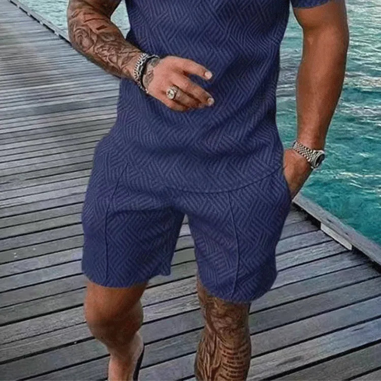 Men Summer Casual 3D Printed Shorts Geometric Textured Shorts