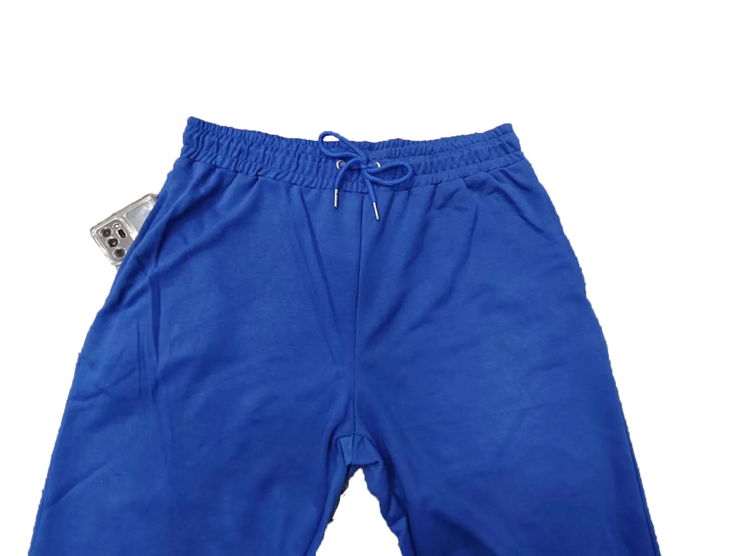 Men Sporty Polyester Solid Color Drawstring Joggers Slim Fit Cuffed Hem Sweatpants