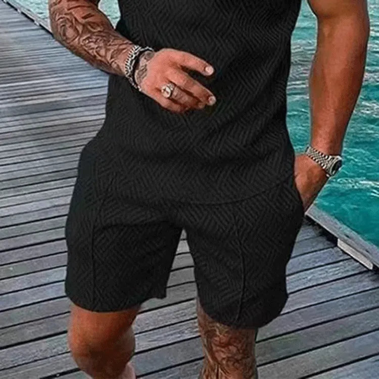 Men Summer Casual 3D Printed Shorts Geometric Textured Shorts