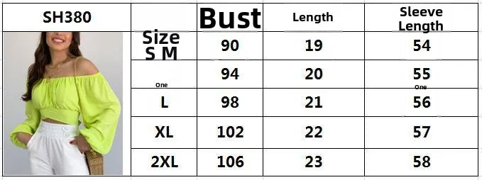 Women Sexy Off The Shoulder Crop Top Long Sleeve Tie Waist Polyester Solid Color Blouse