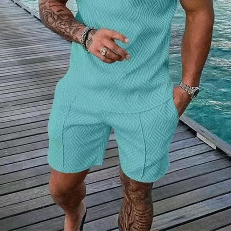Men Summer Casual 3D Printed Shorts Geometric Textured Shorts
