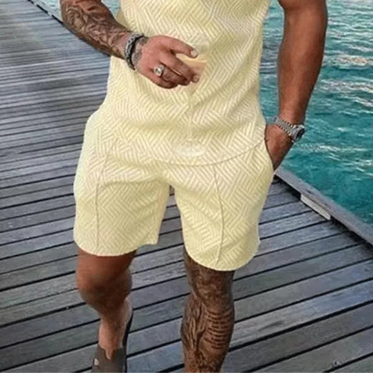 Men Summer Casual 3D Printed Shorts Geometric Textured Shorts