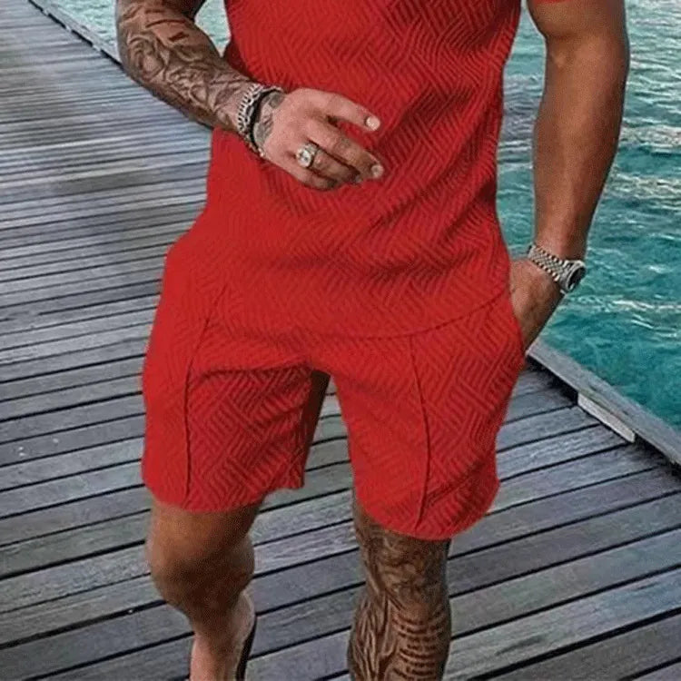 Men Summer Casual 3D Printed Shorts Geometric Textured Shorts